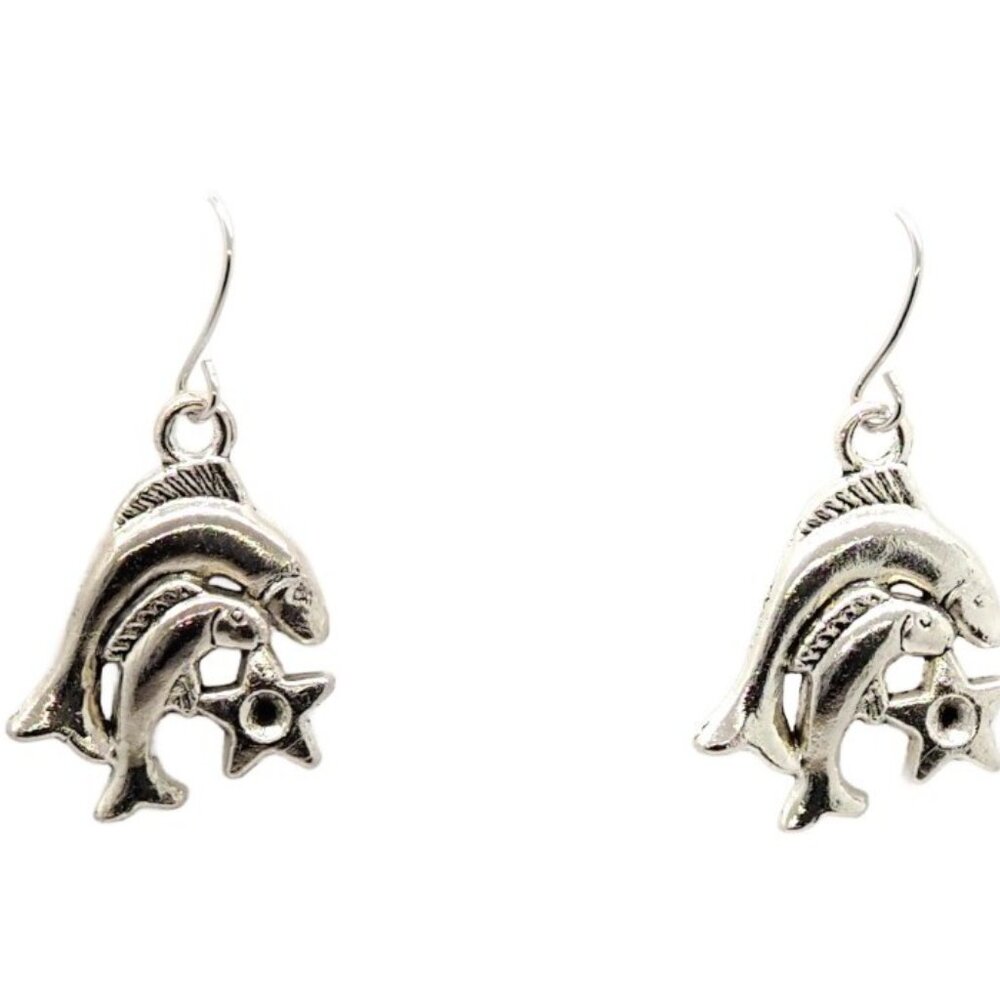Silver Star Pisces Earrings